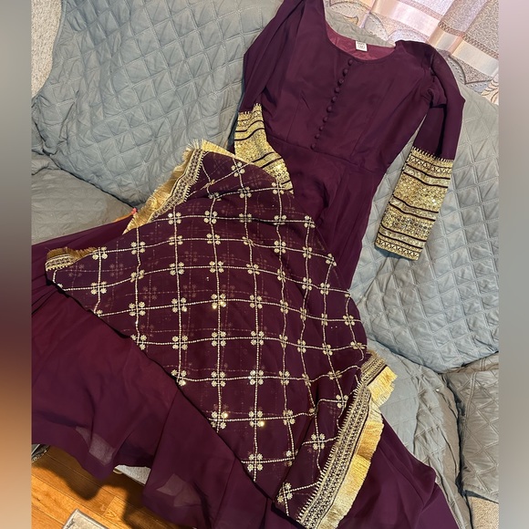 Purple faux Georgette anarkali suit size small eid collection - Picture 10 of 10